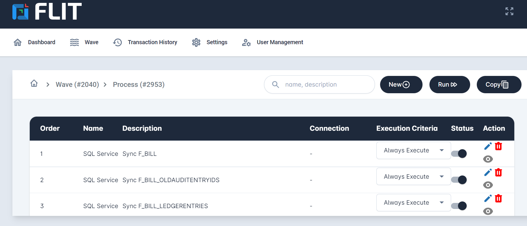 Flow dashboard screen